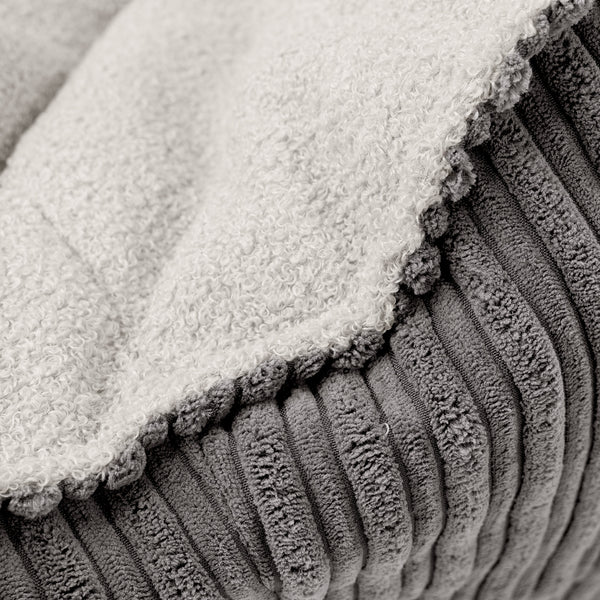 Natalia Sacco Bean Bag Chair - Boucle & Cord Graphite Grey Fabric Close-up Image