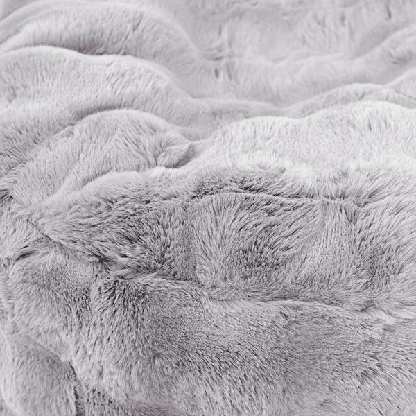 Large Footstool - Bubble Faux Fur Grey Fabric Close-up Image