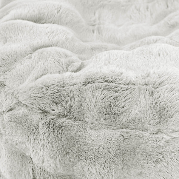 Sloucher Bean Bag Sofa - Bubble Faux Fur Sage Green Fabric Close-up Image