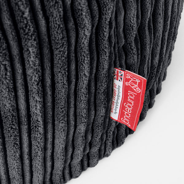 Highback Bean Bag Chair - Cord Black Fabric Close-up Image