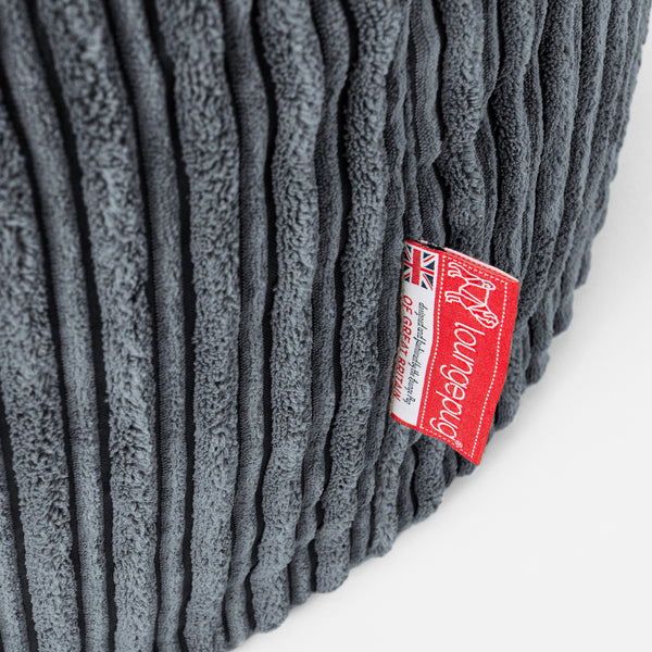 Highback Bean Bag Chair - Cord Slate Grey Fabric Close-up Image