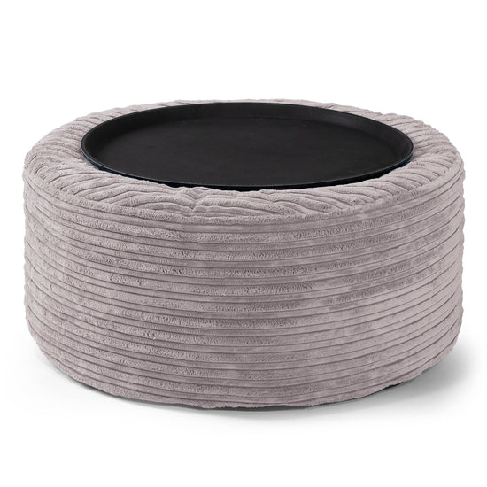 Ottoman Pouf - Cord Silver Grey 01