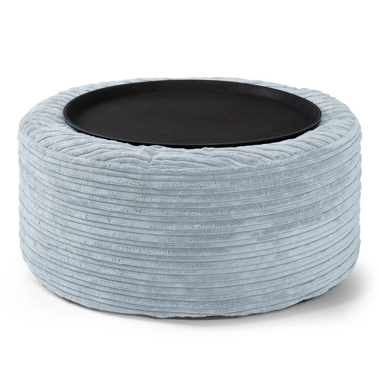 Ottoman Pouf with a Serving Tray - Cord Baby Blue 01