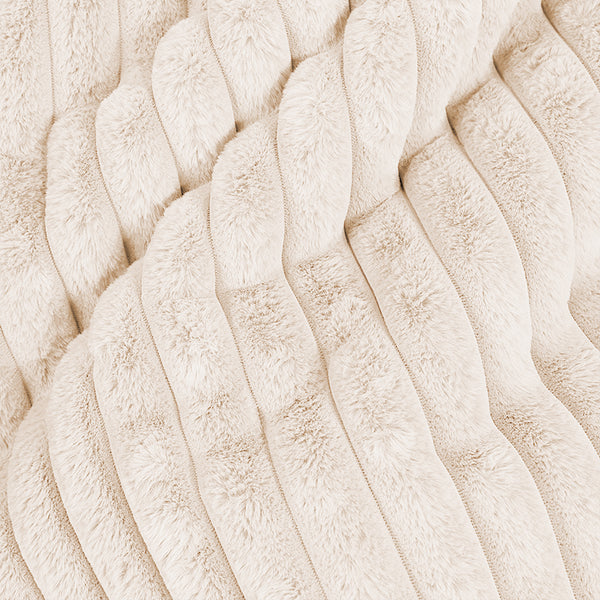 The 3 Seater Albert Sofa Bean Bag - Ultra Plush Cord Cream Fabric Close-up Image