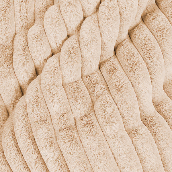 Large Footstool - Ultra Plush Cord Peach Fabric Close-up Image