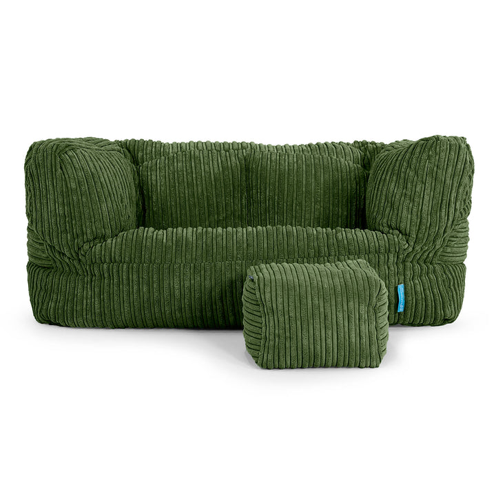 Albert Kids Sofa Bean Bag 2-6 yr - Cord Forest Green 02