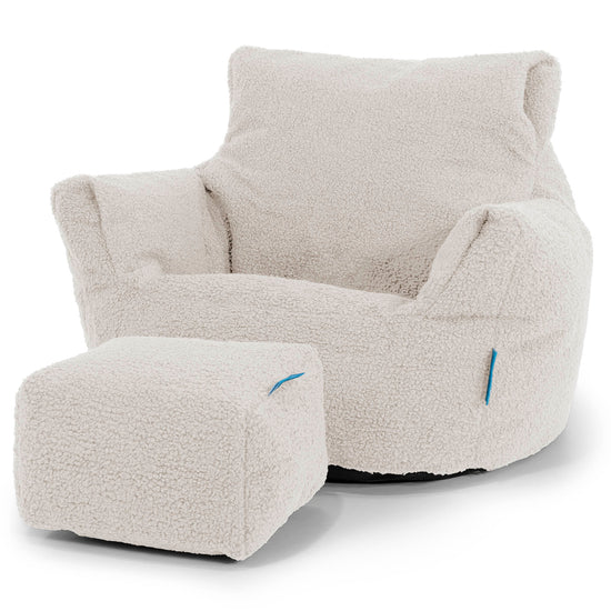 Lounge Pug Boucle Childrens Toddler Armchair Kids Bean Bags Ivory Big Bertha Original UK