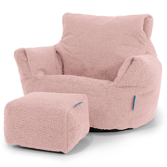 Kids Armchair Bean Bag for Toddlers 1-3 yr - Boucle Pink 02