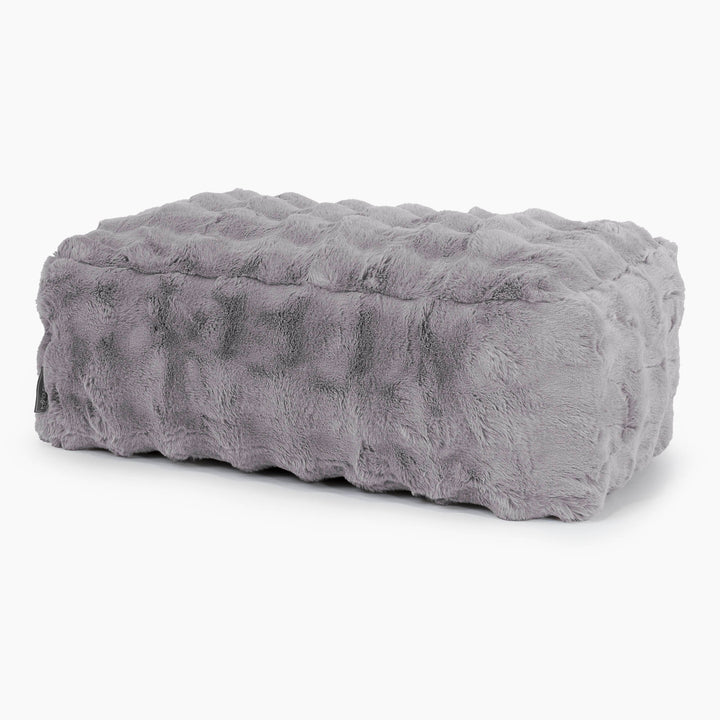 Large Footstool - Bubble Faux Fur Grey 01