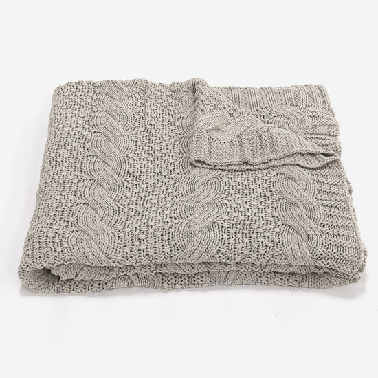 Throw / Blanket - Knitted Cable Cream 03