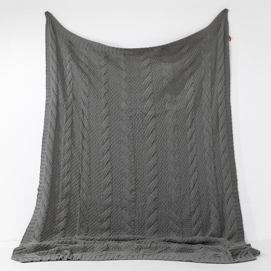 Throw / Blanket - Knitted Cable Grey 01