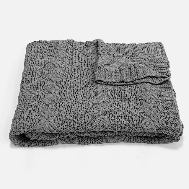 Throw / Blanket - Knitted Cable Grey 03