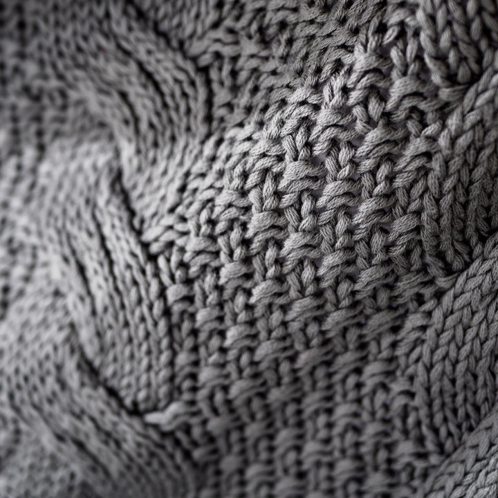 Throw / Blanket - Knitted Cable Grey 04