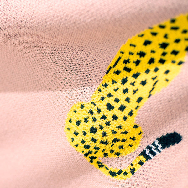 Throw / Blanket - Knitted Cheetah Pink Fabric Close-up Image