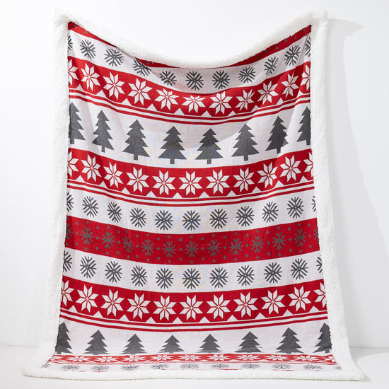 Throw / Blanket - Knitted Christmas Fairisle Red 01