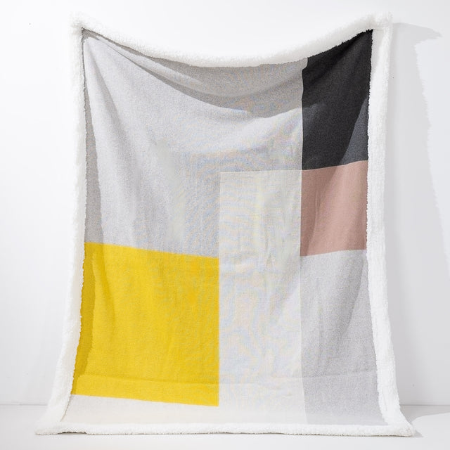 Throw / Blanket - Knitted Colourblock Geo Grey 01