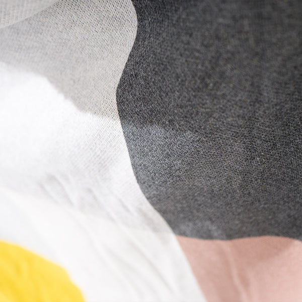 Throw / Blanket - Cotton Blend Colourblock Geo Grey Fabric Close-up Image