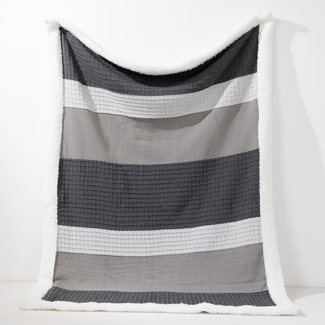 Throw / Blanket - Knitted Colourblock Grey 01