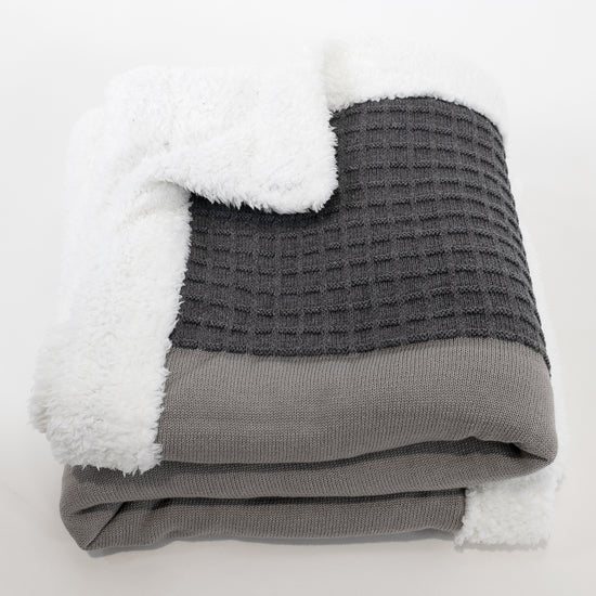 Throw / Blanket - Knitted Colourblock Grey 03