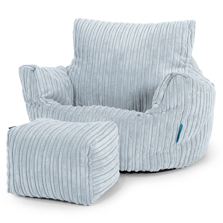 Kids Armchair Bean Bag for Toddlers 1-3 yr - Cord Baby Blue 02