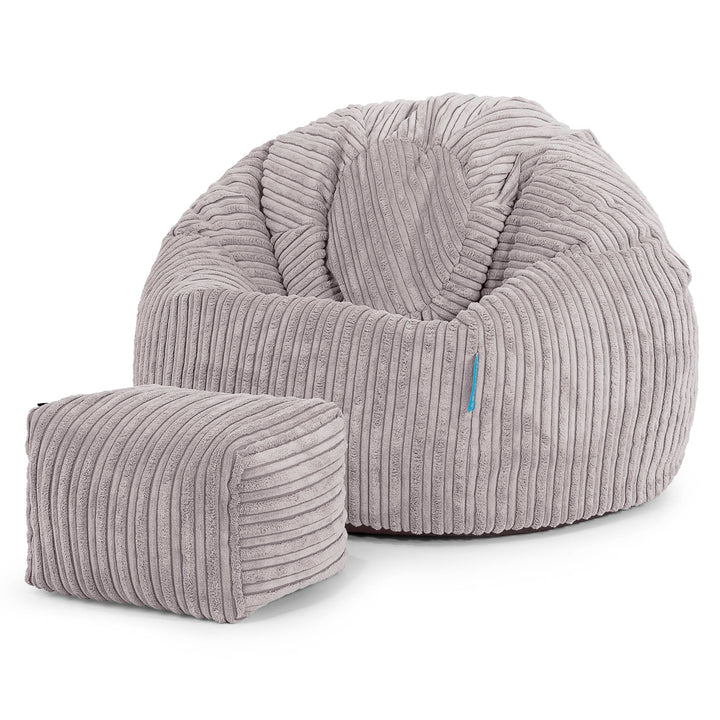 Classic Kids Bean Bag Chair 1-5 yr - Cord Aluminium Silver 02