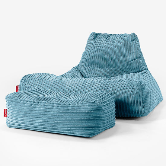 Mega Lounger Bean Bag - Cord Aegean Blue 02