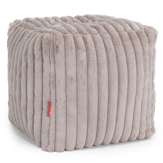 Cube Footstool Pouffe - Ultra Plush Cord Minky 01