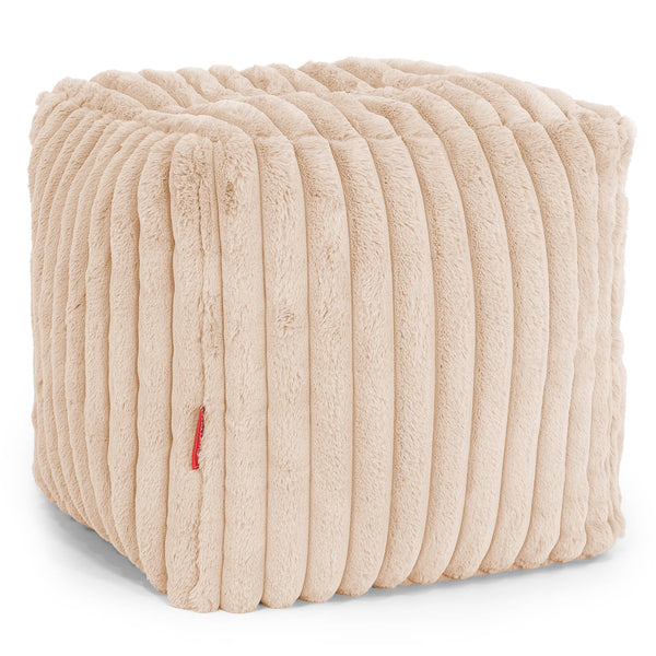 Cube Footstool Pouffe - Ultra Plush Cord Peach 01