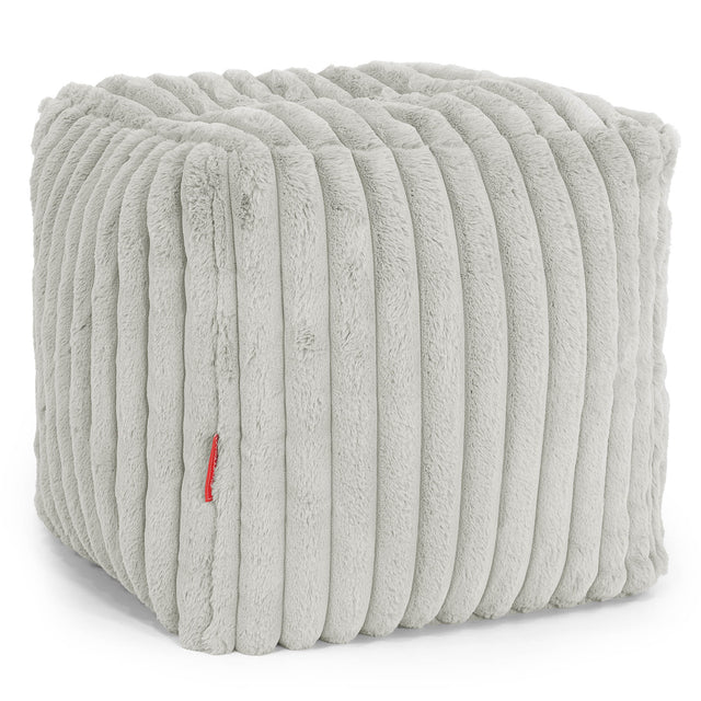 Cube Footstool Pouffe - Ultra Plush Cord Sage Green 01