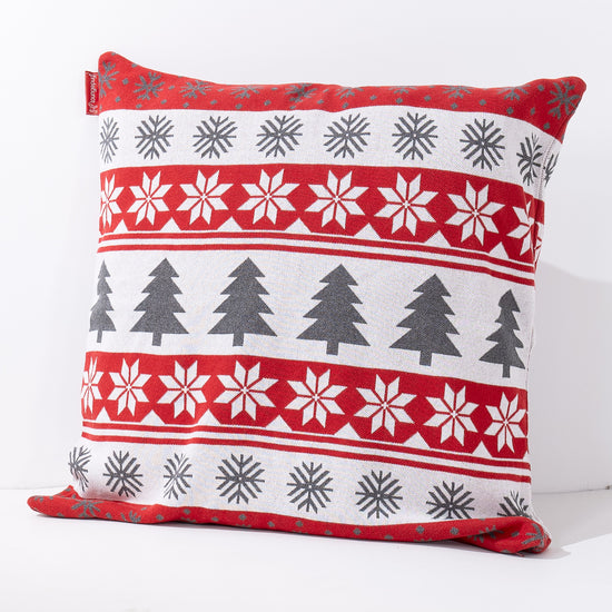 Extra Large Scatter Cushion Cover 70 x 70cm - Knitted Christmas Fairisle Red 02