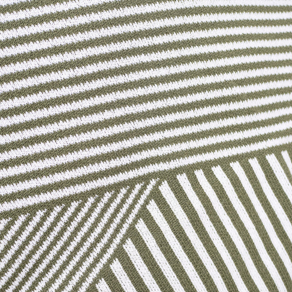 Extra Large Scatter Cushion Cover 70 x 70cm - Cotton Blend Stripe Green Fabric Close-up Image