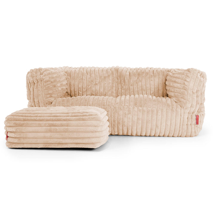 The 2 Seater Albert Sofa Bean Bag - Ultra Plush Cord Peach 02