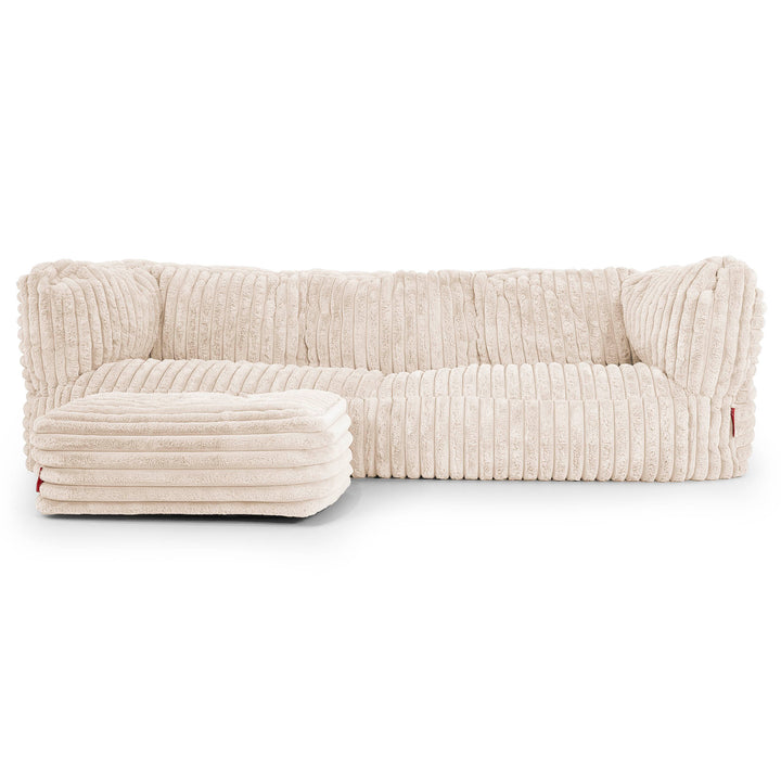 The 3 Seater Albert Sofa Bean Bag - Ultra Plush Cord Cream 02