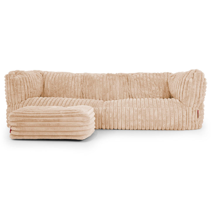 The 3 Seater Albert Sofa Bean Bag - Ultra Plush Cord Peach 02