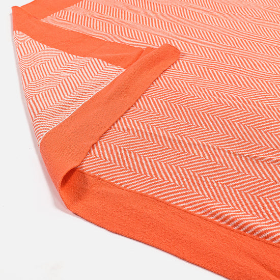 Throw / Blanket - Knitted Herringbone Coral Pink 04