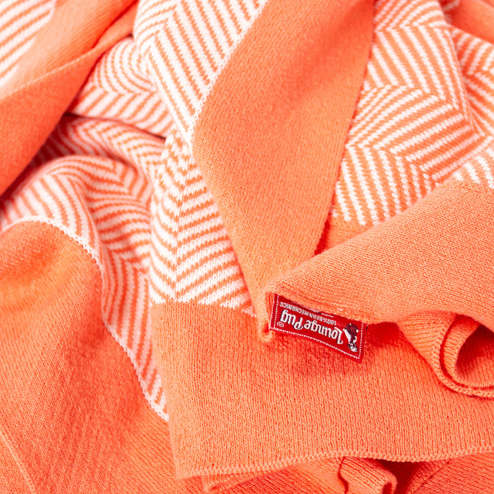 Throw / Blanket - Knitted Herringbone Coral Pink 05