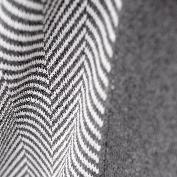 Throw / Blanket - Cotton Blend Herringbone Grey Fabric Close-up Image