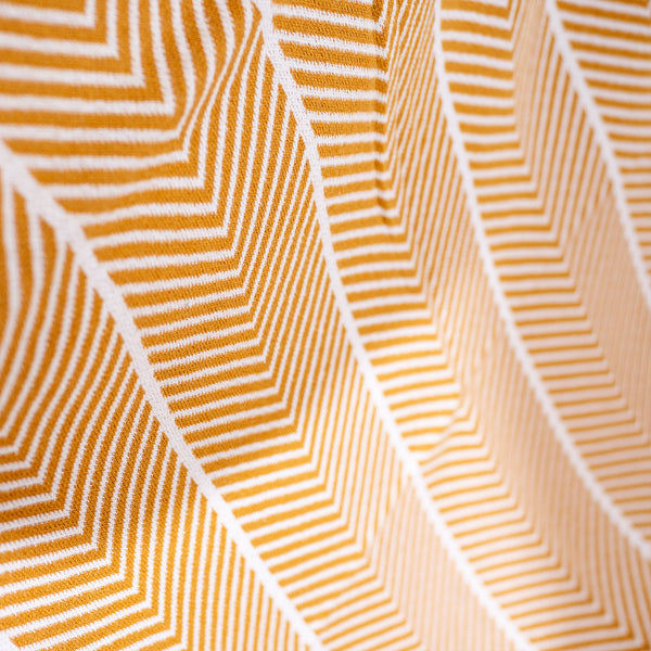 Throw / Blanket - Knitted Herringbone Mustard Fabric Close-up Image