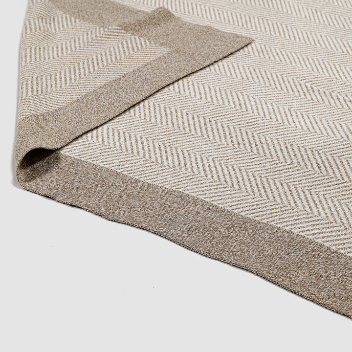 Throw / Blanket - Knitted Herringbone Stone 03