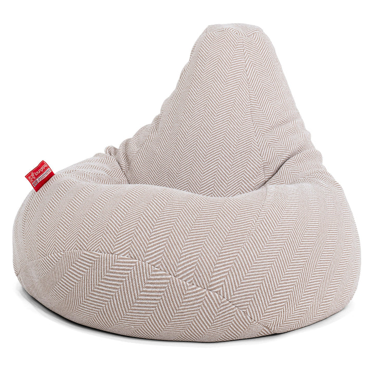 Highback Bean Bag Chair - Knitted Herringbone Stone 02