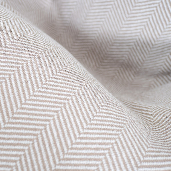 Highback Bean Bag Chair - Cotton Blend Herringbone Stone Fabric Close-up Image