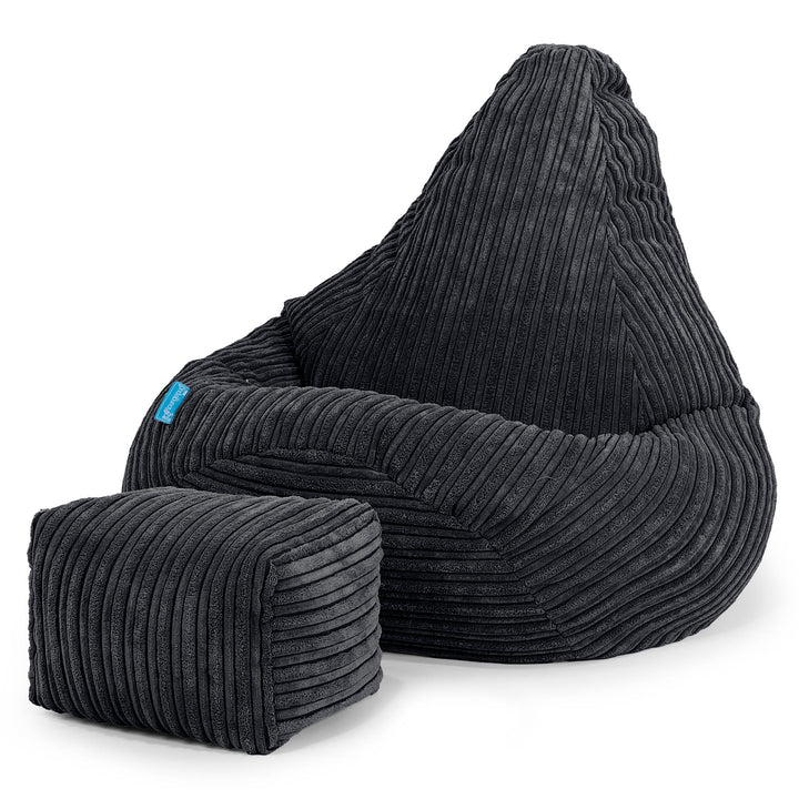 Highback Kids Bean Bag Chair 1-5 yr - Cord Black 01