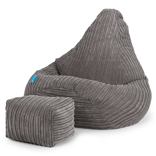 Highback Kids Bean Bag Chair 1-5 yr - Cord Graphite Grey 01