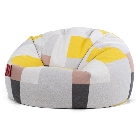 Classic Bean Bag Chair - Knitted Colourblock Grey 01