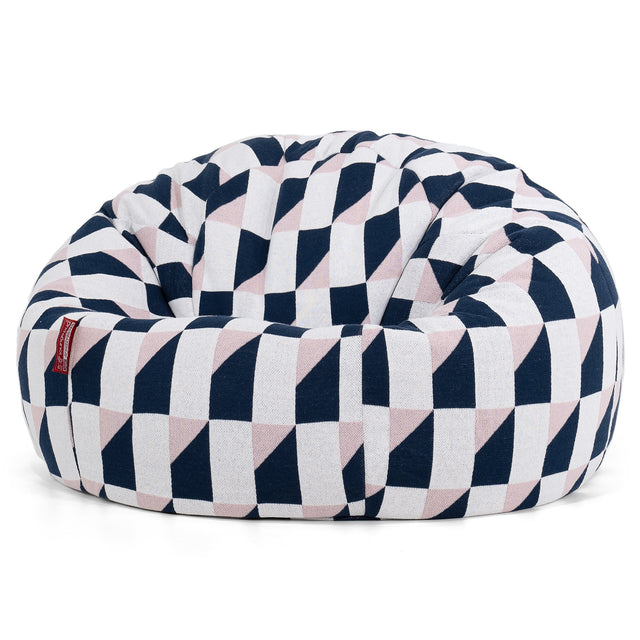 Classic Bean Bag Chair - Knitted Geometric Blue 01