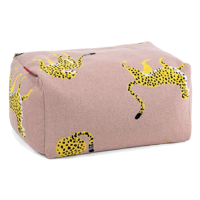 Small Footstool - Knitted Cheetah Pink 01