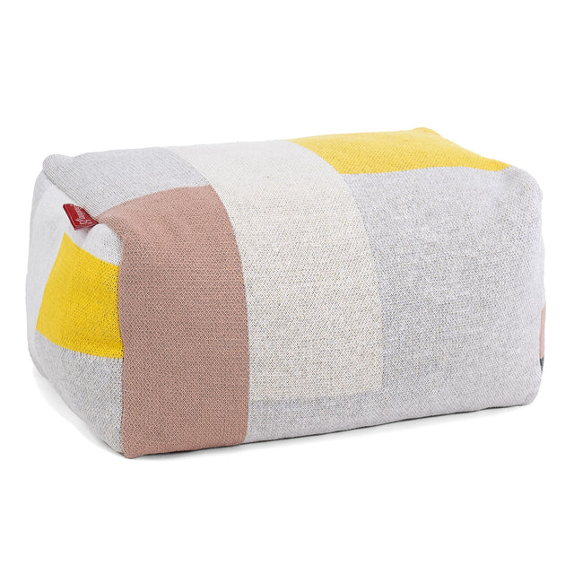 Small Footstool - Knitted Colourblock Grey 01