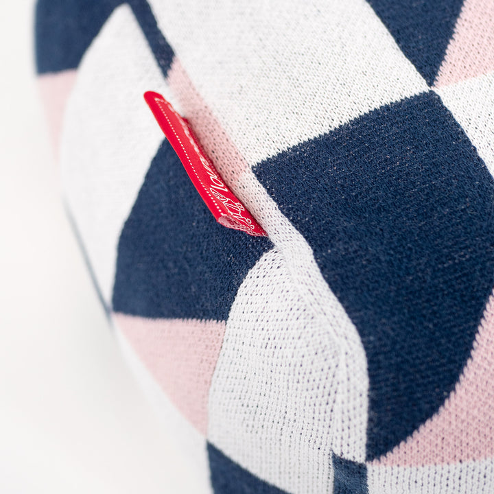 Small Footstool - Knitted Geometric Blue 02