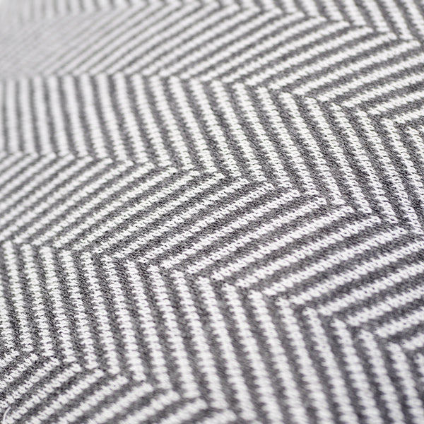 Small Footstool - Cotton Blend Herringbone Grey Fabric Close-up Image