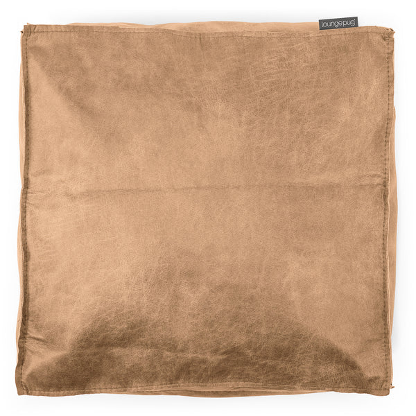 Large Floor Cushion - Distressed Leather Honey Brown Fabric Close-up Image